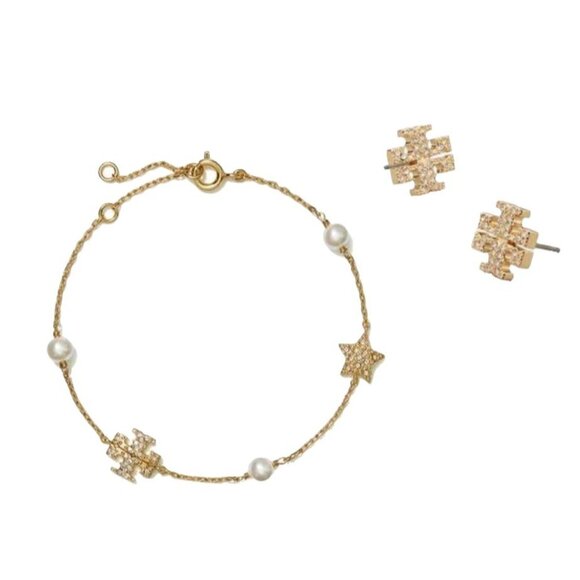 Tory Burch Celestial Station Necklace & Earring Set - Picture 1 of 5